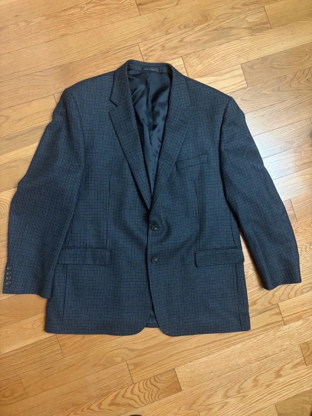 Chaps Wool 48L Men's Navy Bluish-Gray Check Sport Coat